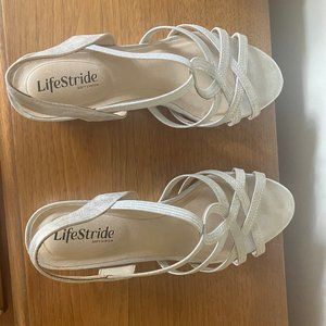 Life Stride Silver Sandals, Size 9